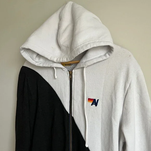 Aviator Nation White & Black Zip-Up Hoodie Size Large - Picture 3 of 10